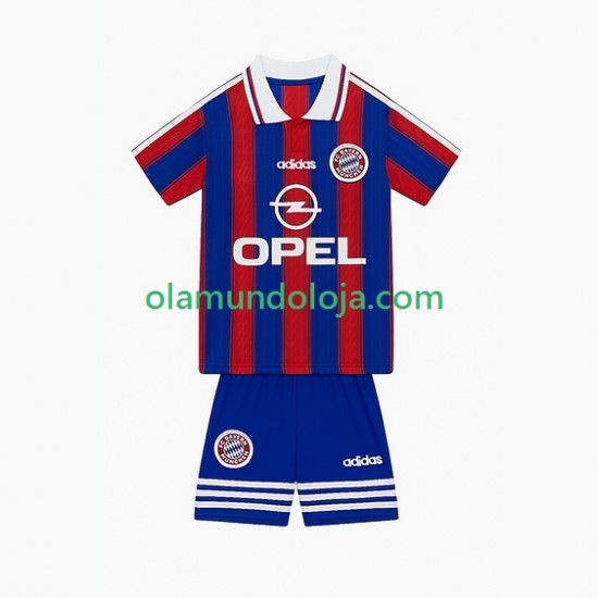 Camisola Bayern de Munique 1995 1997 Retro Criança Equipamento Primeiro Manga Curta